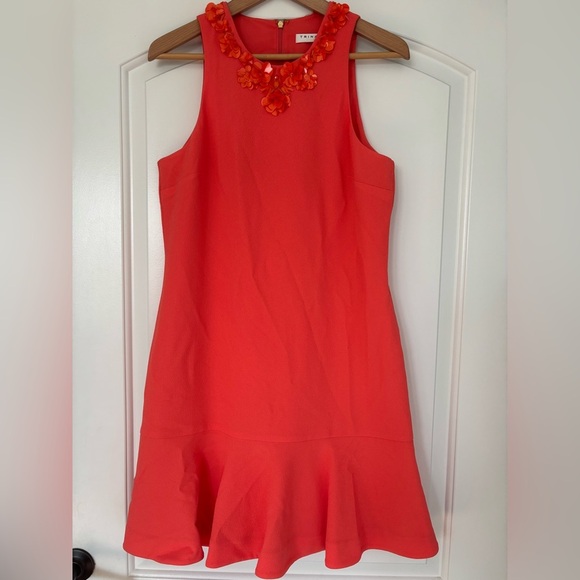 TRINA TURK Coral Beaded Shift Dress, size 6 - Picture 1 of 10